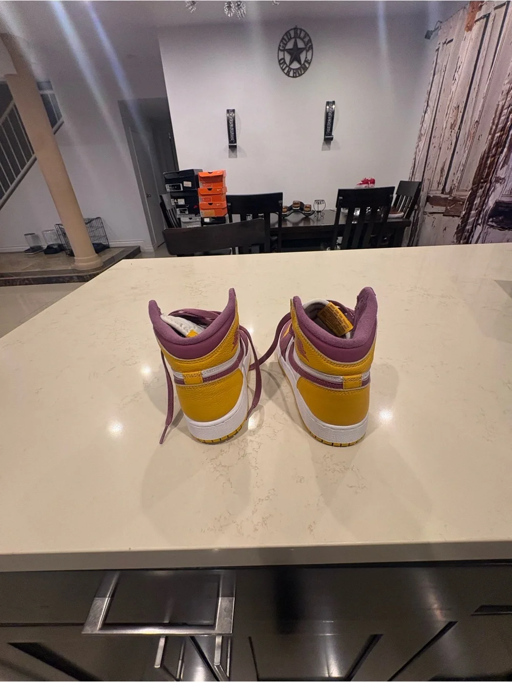 Jordan Women's High-Top Sneakers in Purple and Yellow